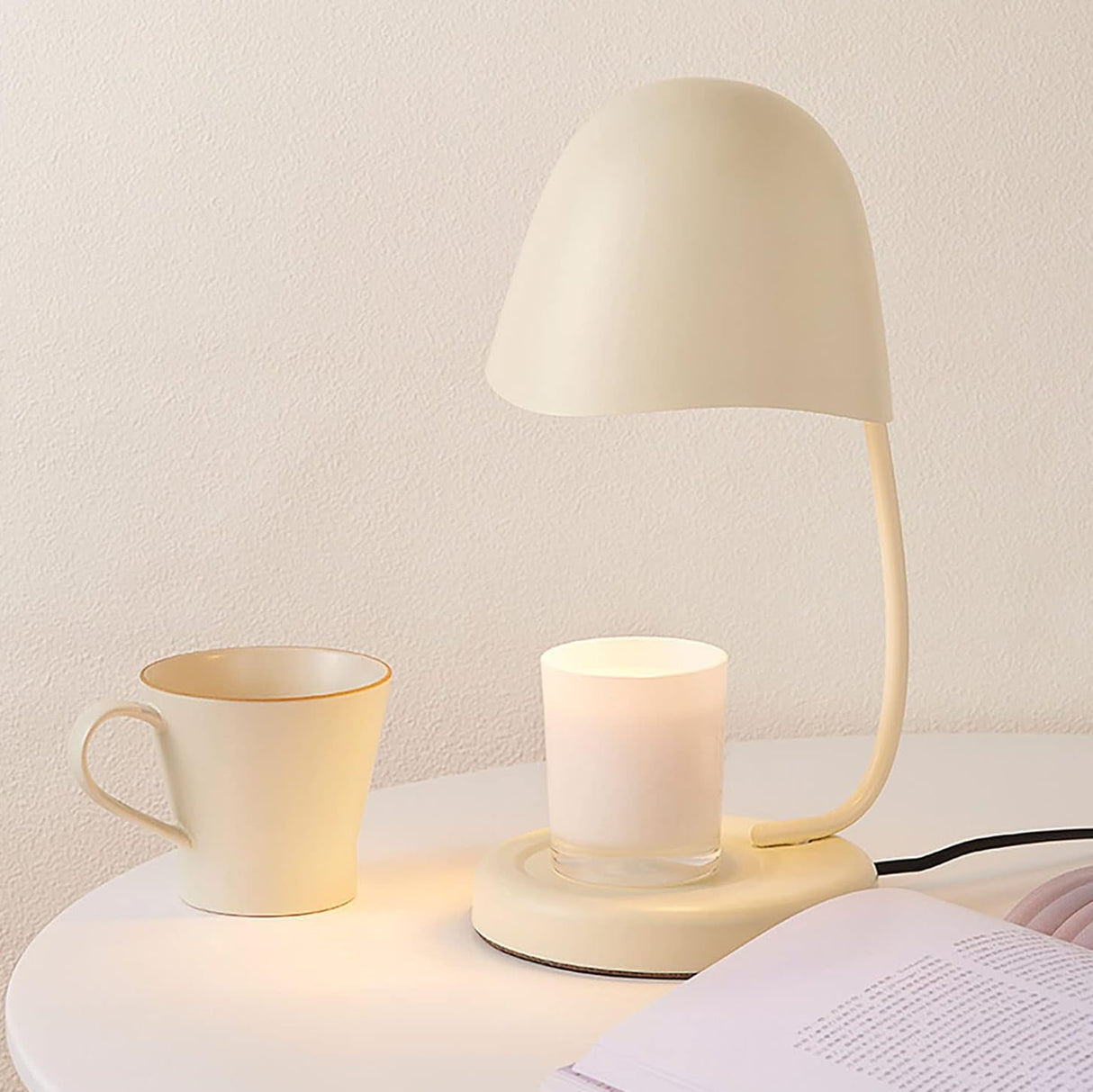 Modern Table Lamp Curved Metal Shade with Candle Holder - Product detail 5