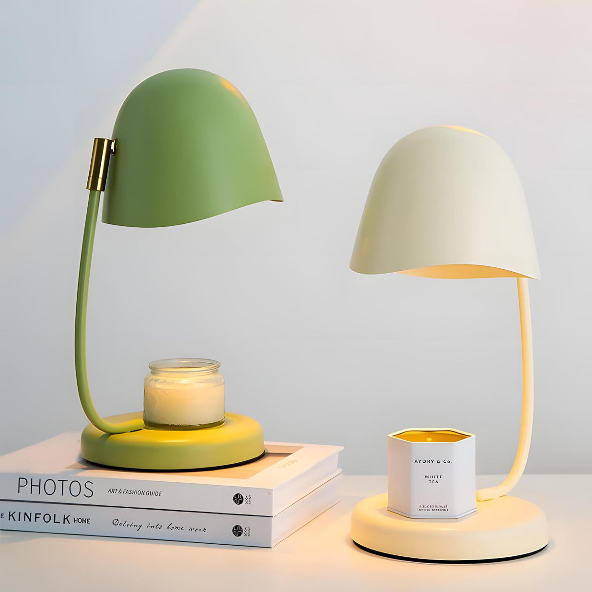Modern Table Lamp Curved Metal Shade with Candle Holder - Product detail 6