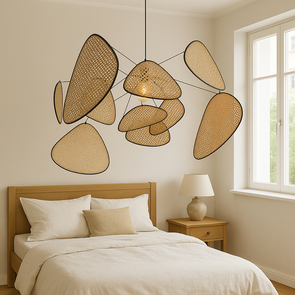 Modern Rattan Pendant Light Natural Woven Panels Design - Product showcase