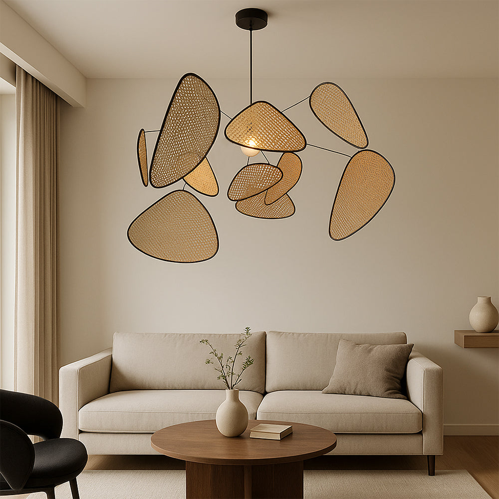 Modern Rattan Pendant Light Natural Woven Panels Design - Product example