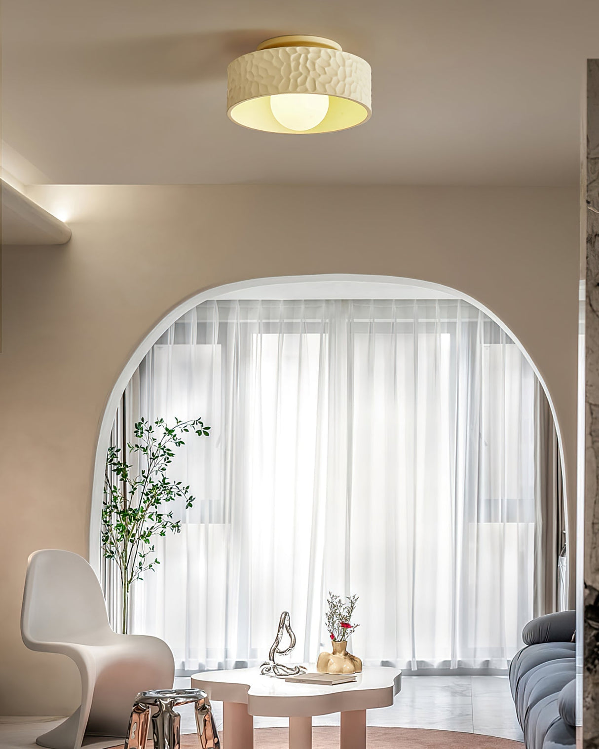 Modern Ceiling Light Textured White Glass Shade - Product detail 10