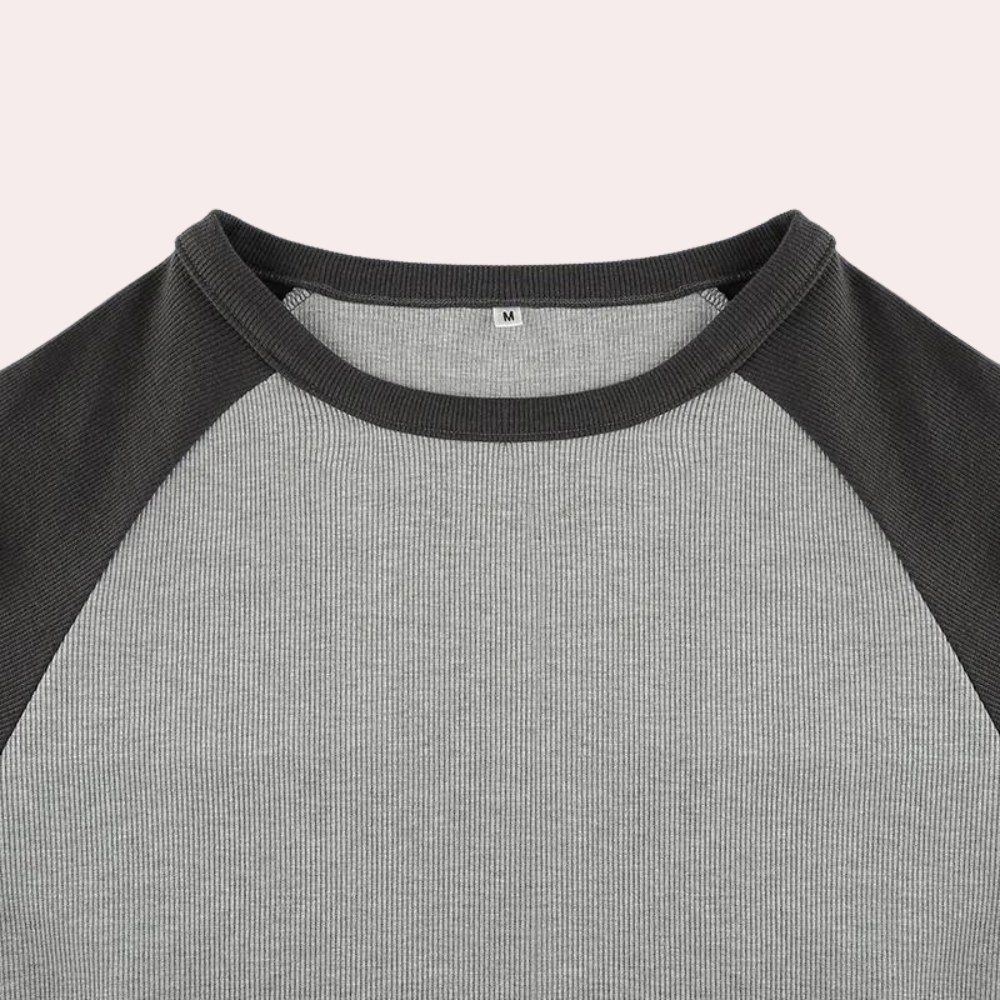 Essential Cotton Raglan Top Two-Tone Long Sleeve Design - Product detail 6