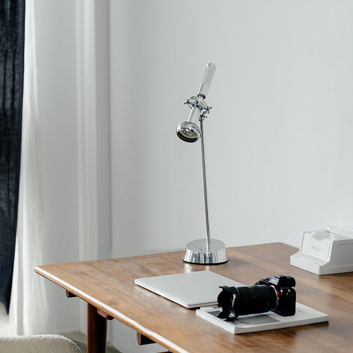 Industrial Table Lamp Adjustable Chrome Metal Design - Product example