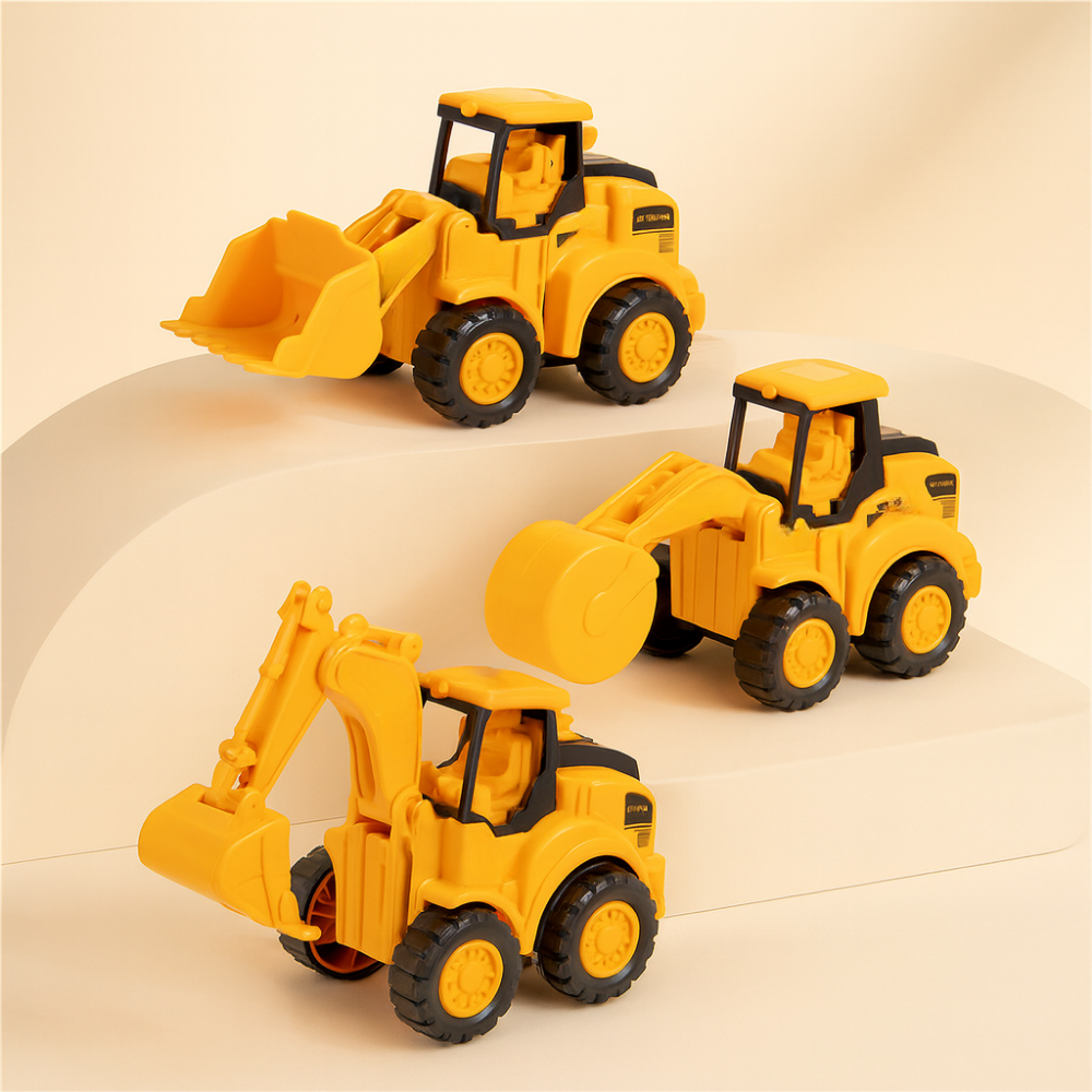 Construction Vehicle Toy Set 3-Piece Educational Building Trucks for Toddlers - Detailed view