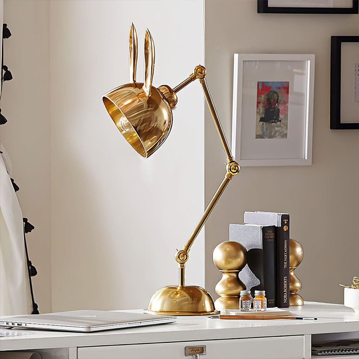Modern Task Table Lamp Brass Rabbit Ear Design - Product example
