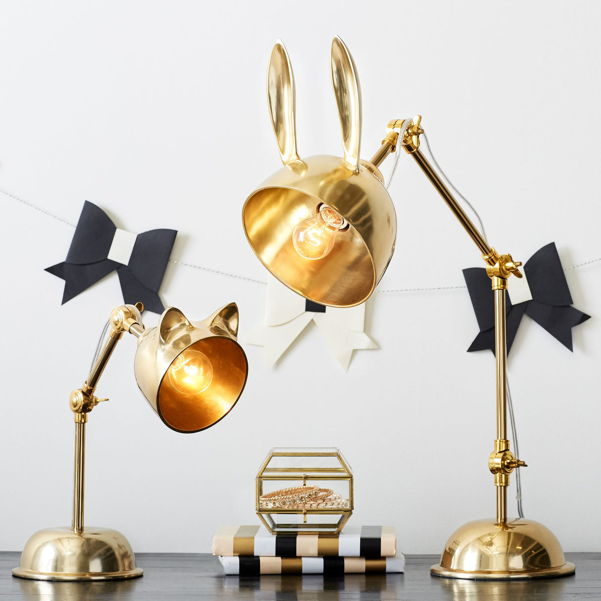 Modern Task Table Lamp Brass Rabbit Ear Design - Product detail 4