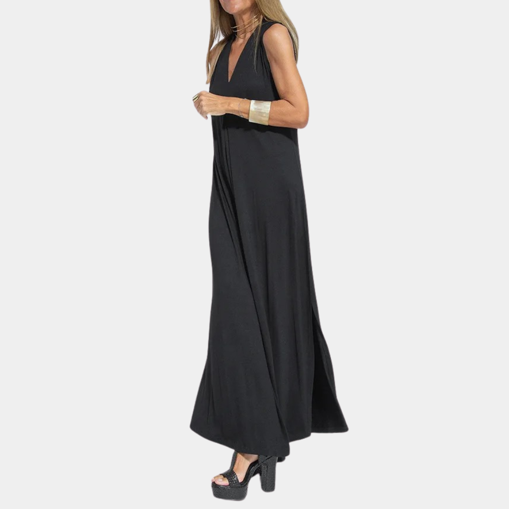 Elegant Maxi Dress V-Neck Sleeveless A-Line Design - Product showcase