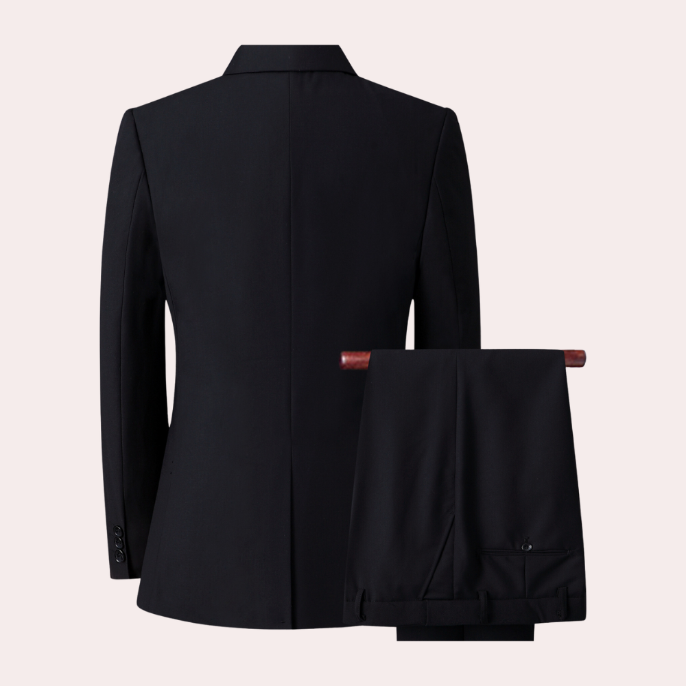 Classic Mens Suit  Tailored Two-Piece Black Business Attire - Detailed view