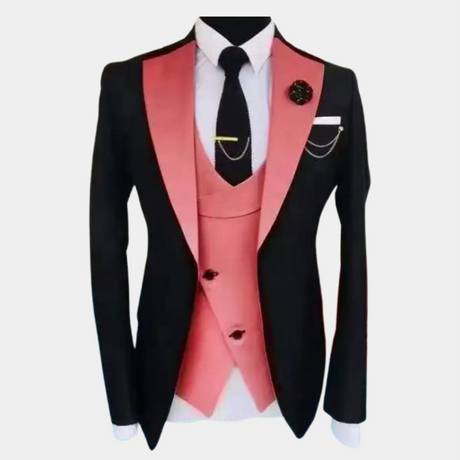 Formal Three Piece Suit  Black With Sky Blue Lapel - Product detail 8