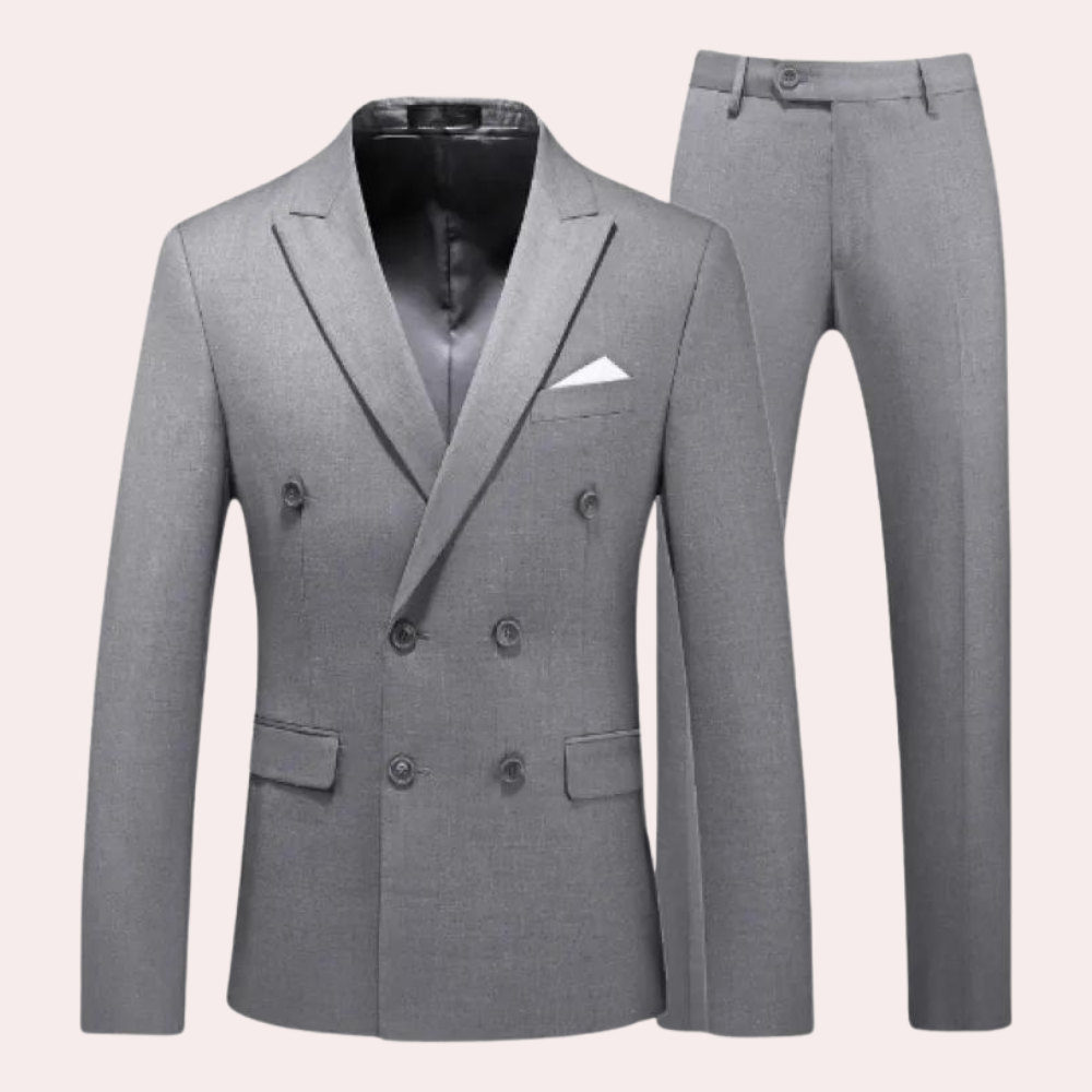 Mens Double Breasted Suit Set Premium White Cotton Blend - Product detail 4