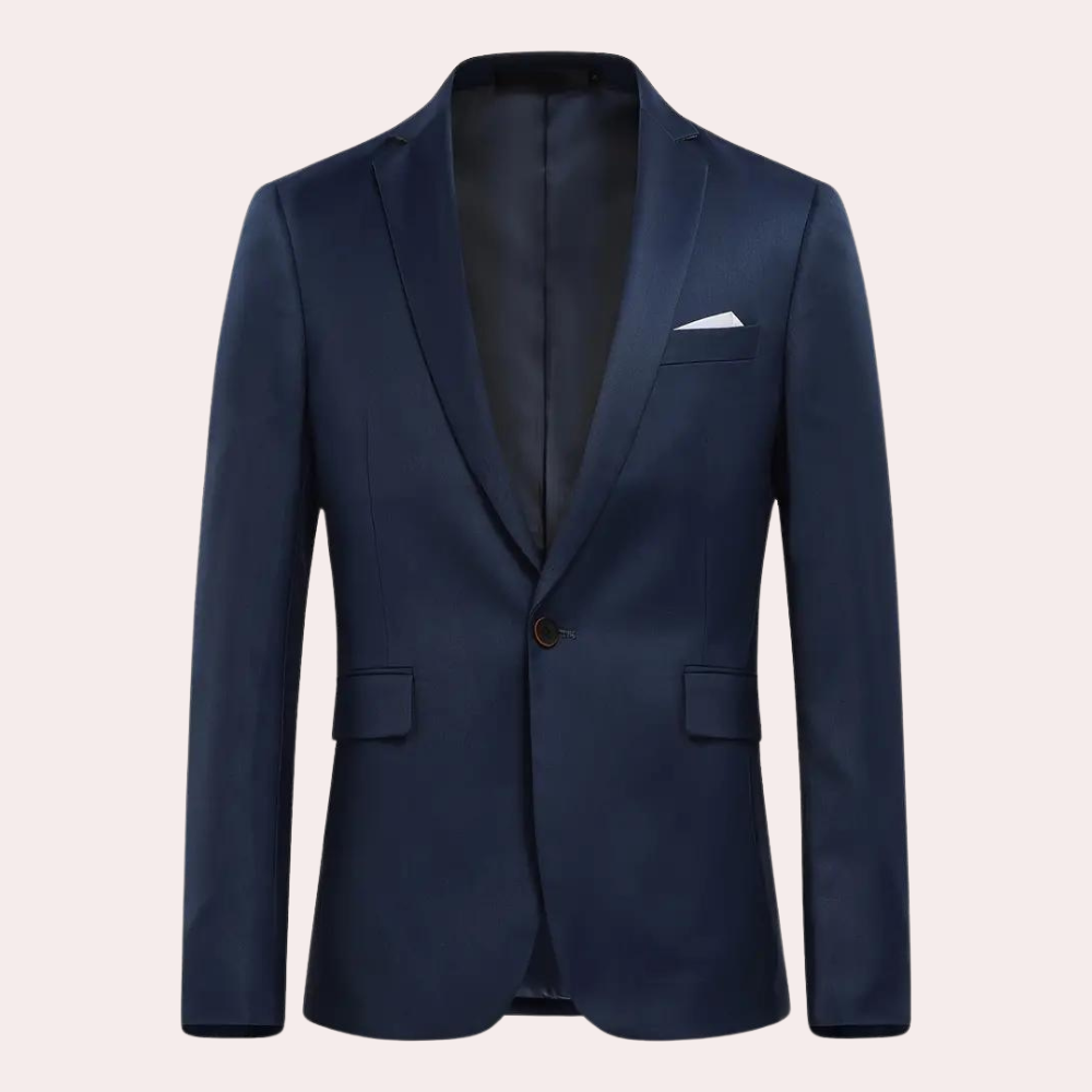 Classic Three Piece Suit Navy Business Formal Set - Detailed view