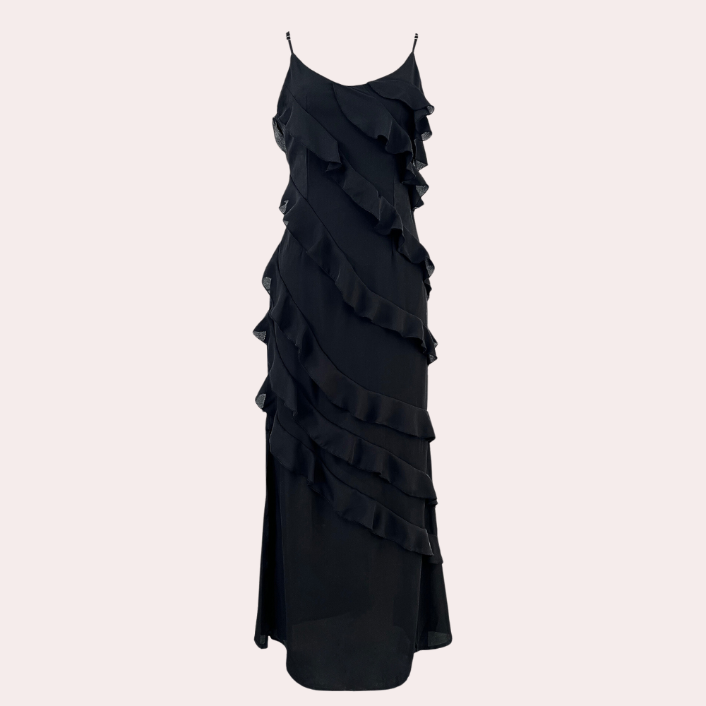 Evening Maxi Dress Cascading Ruffle Design - Product showcase