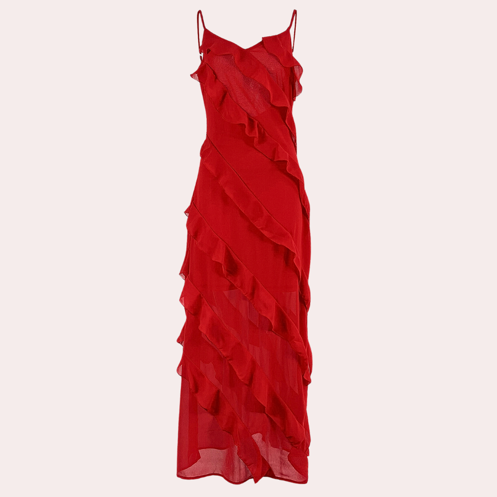 Evening Maxi Dress Cascading Ruffle Design - Product example