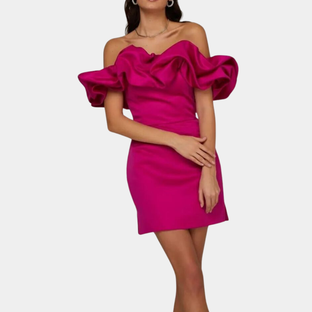 Elegant Mini Dress Off-Shoulder Ruffle Design - Product detail 4