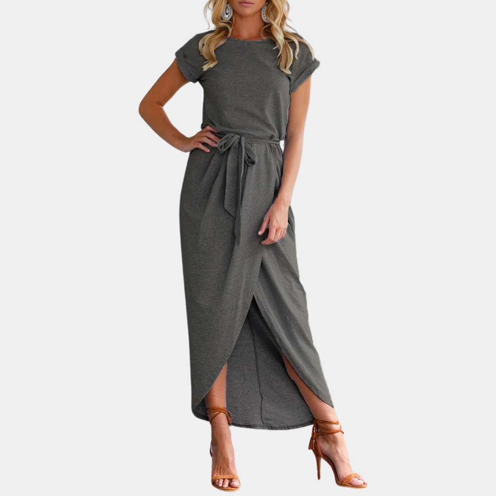 Draped Midi Dress Olive Green Wrap Design - Product detail 5