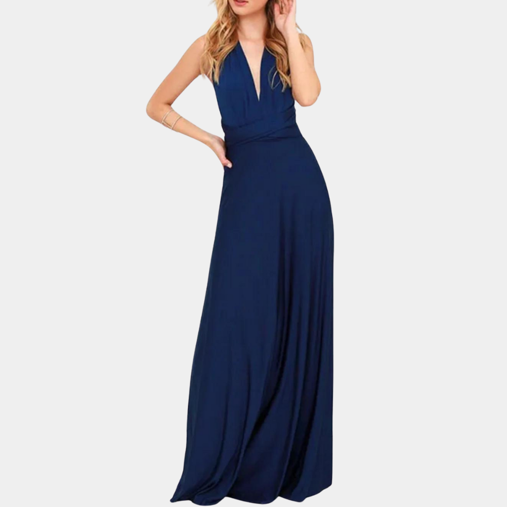Convertible Maxi Dress Elegant One-Shoulder Design - Detailed view