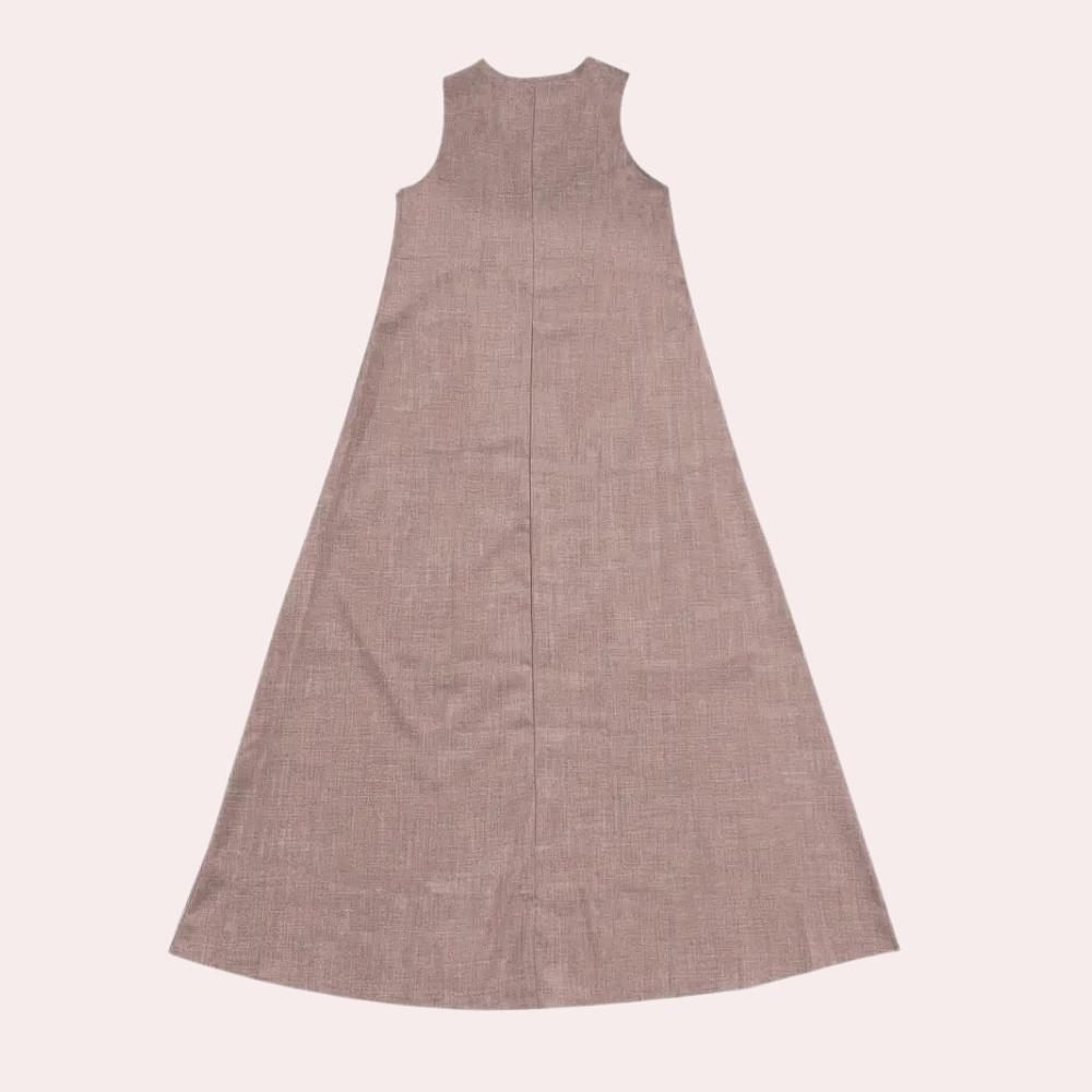 Linen V-Neck Maxi Dress Casual Summer Long Dress - Detailed view