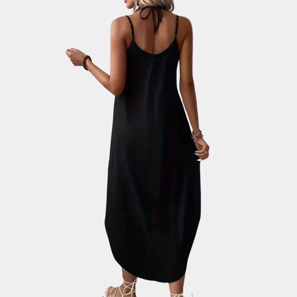 V-Neck Summer Maxi Dress Flowy Side Slit Design - Product detail 4