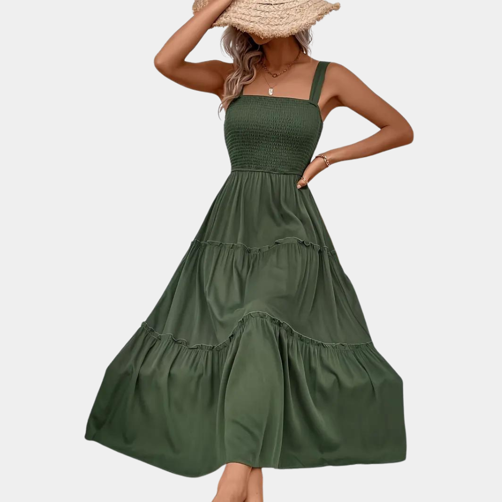Summer Maxi Dress Smocked Bodice Tiered Design - Product detail 7