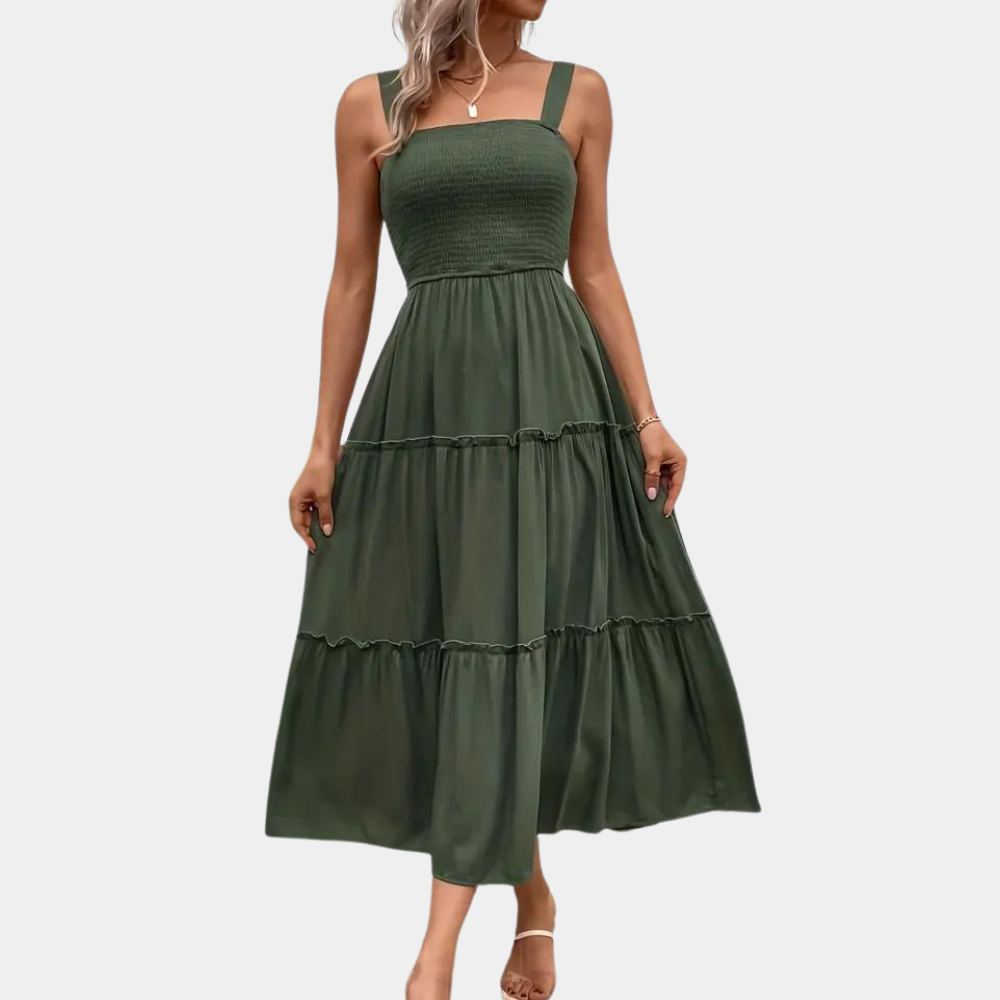 Summer Maxi Dress Smocked Bodice Tiered Design - Product example