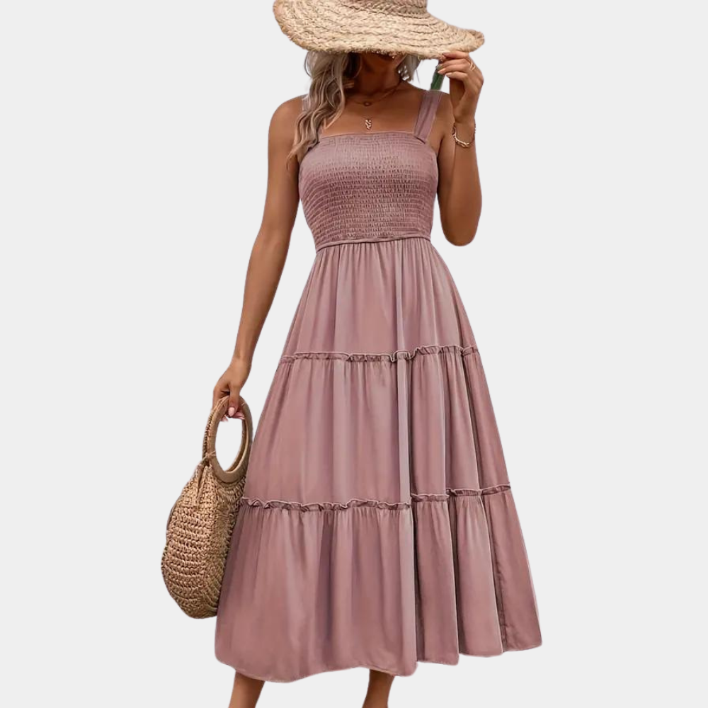 Summer Maxi Dress Smocked Bodice Tiered Design - Product detail 6