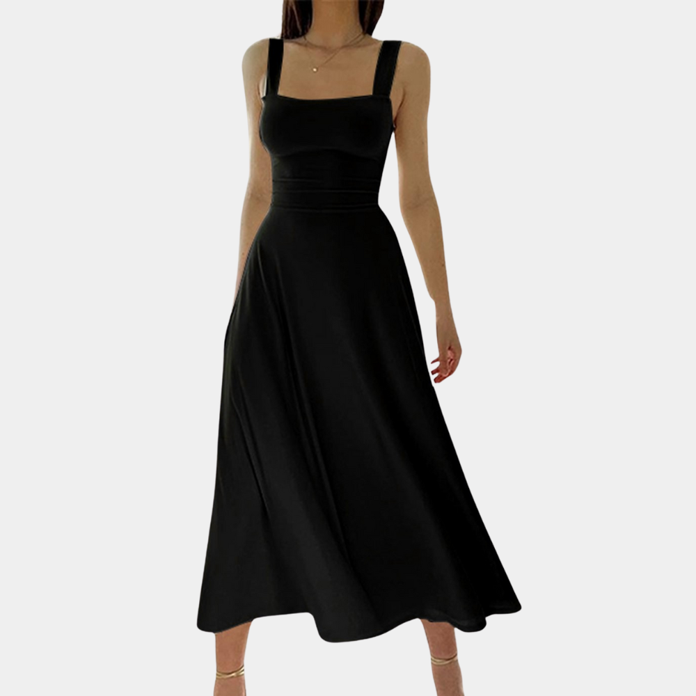 Cotton Blend Midi Dress Square Neck Corset Design - Product detail 7