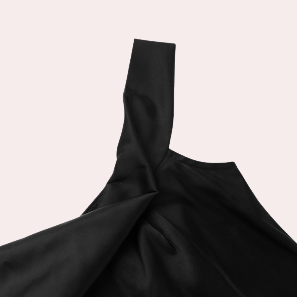 One Shoulder Evening Dress Asymmetric High Slit Design - Product detail 4