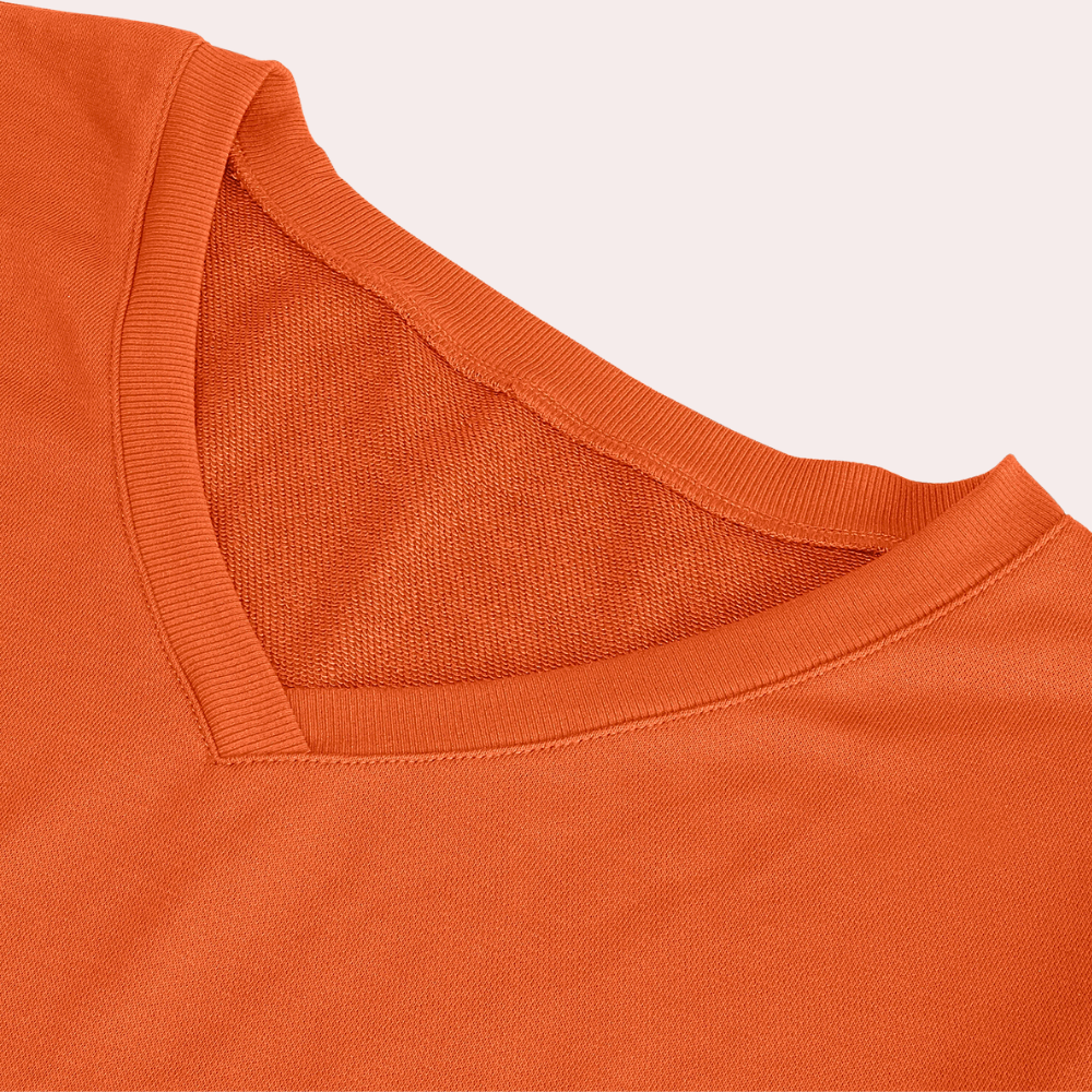 Cotton Knit Two-Piece Set V-Neck Sweater Midi Skirt - Detailed view