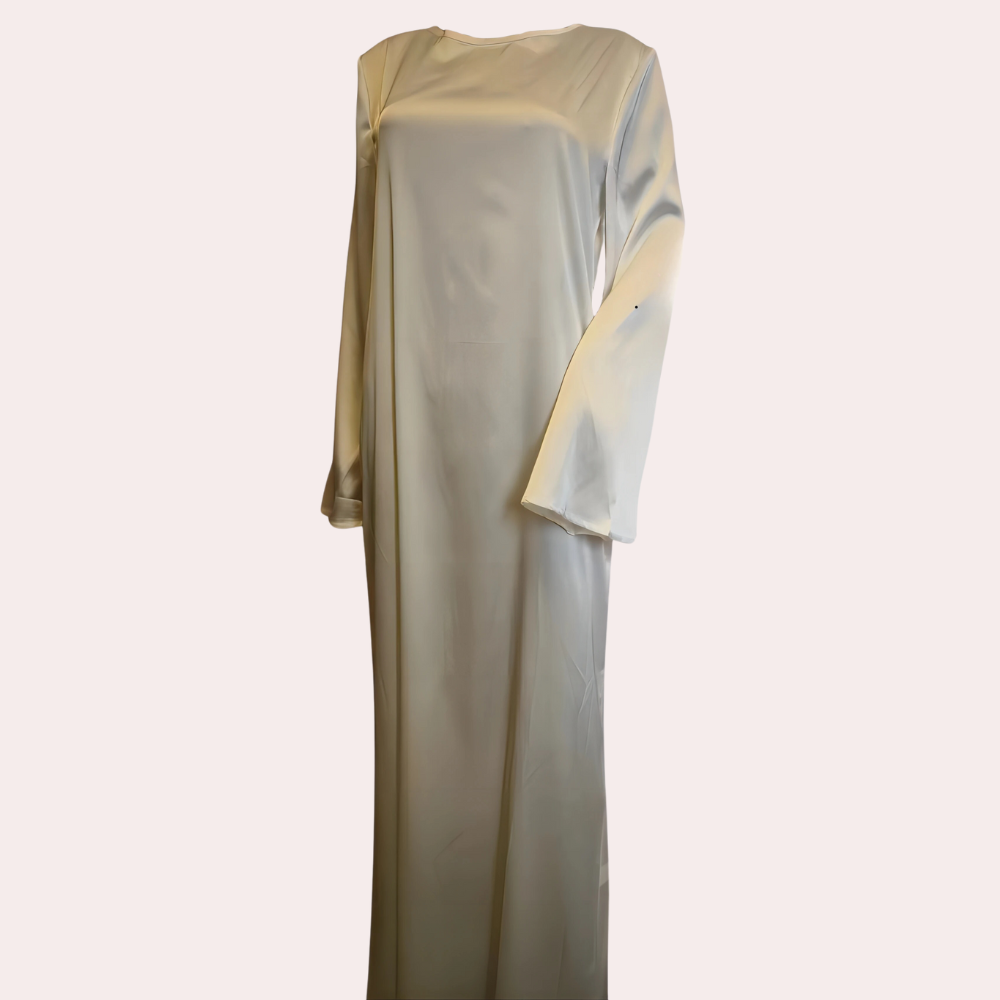 Satin Evening Maxi Dress Bell Sleeve Design - Product example