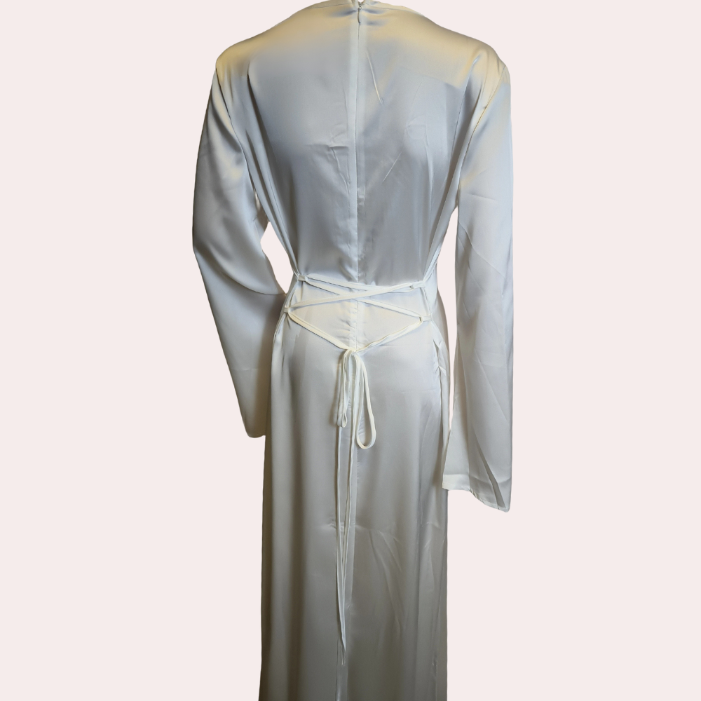 Satin Evening Maxi Dress Bell Sleeve Design - Product detail 4