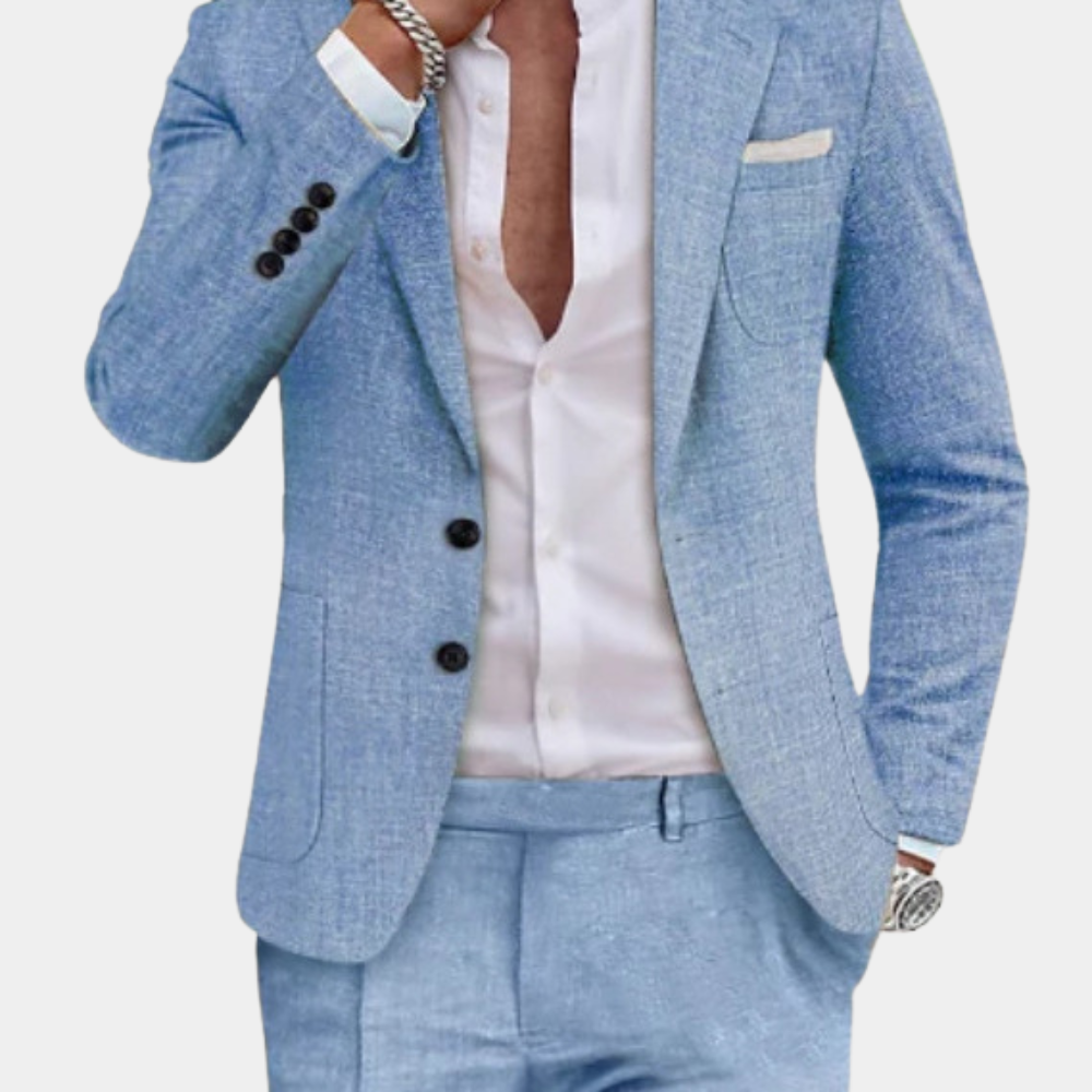 Premium Linen Summer Suit Tailored Two-Button Blazer Set - Product detail 6