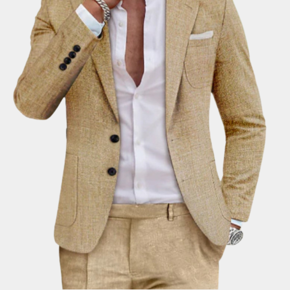 Premium Linen Summer Suit Tailored Two-Button Blazer Set - Product detail 7