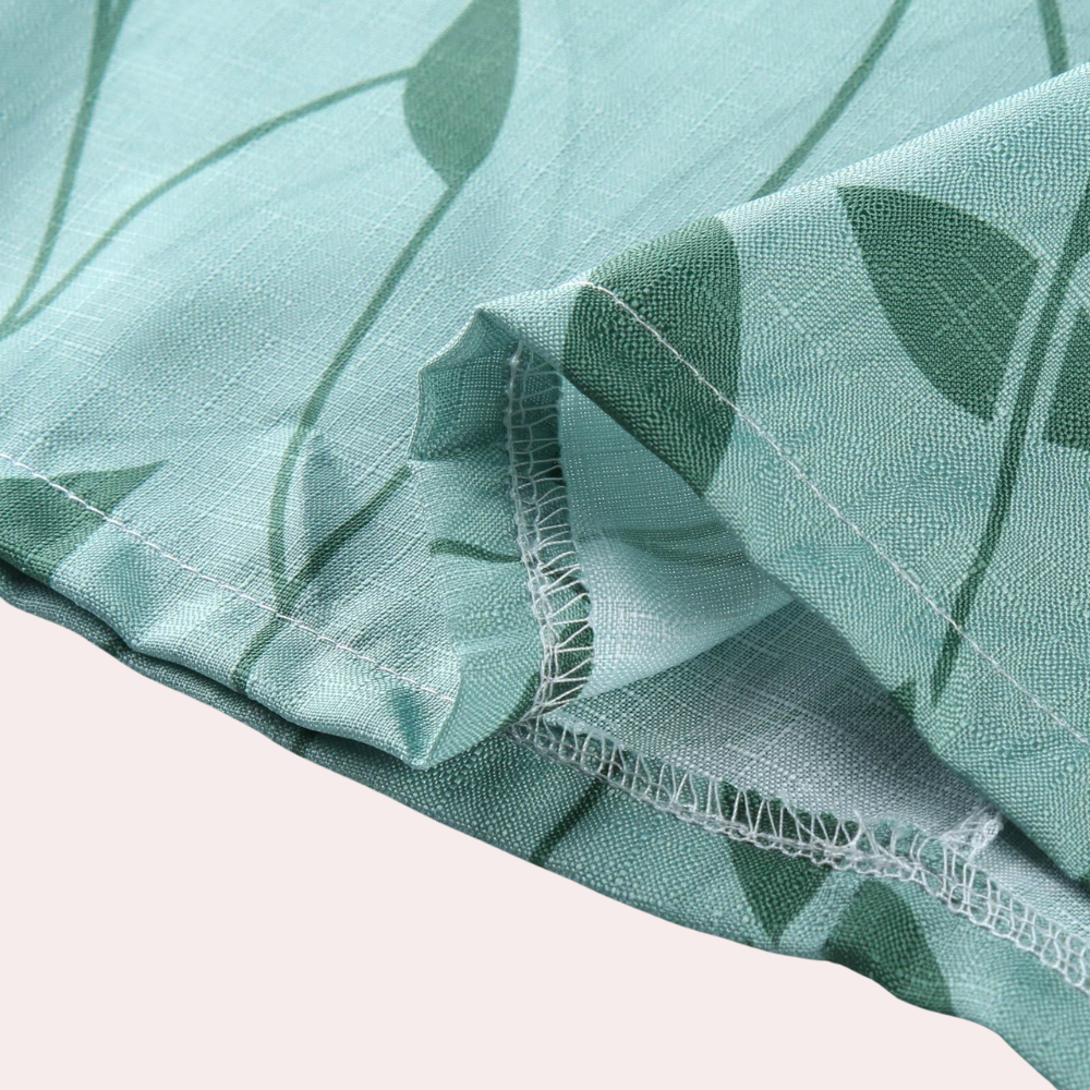 Botanical Print Summer Dress V-Neck Leaf Pattern Design - Product detail 6