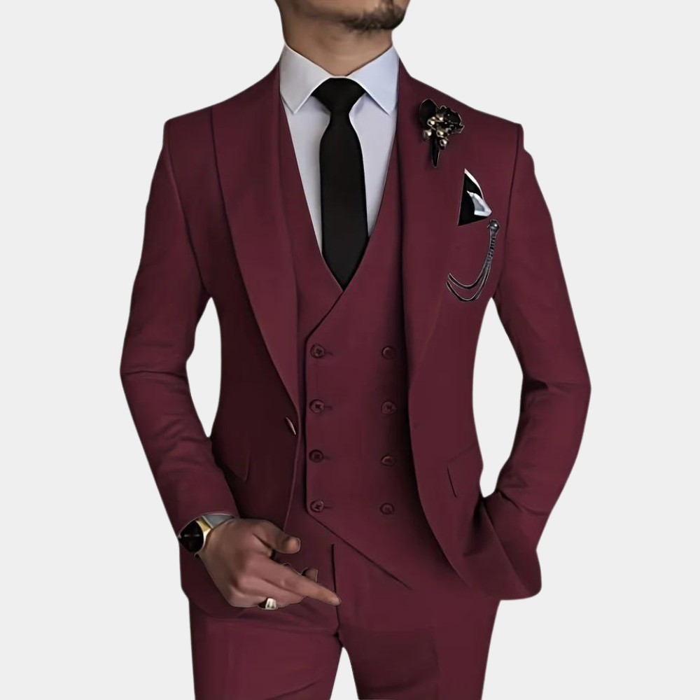 Classic Three-Piece Suit Slim Fit Beige Design - Product example
