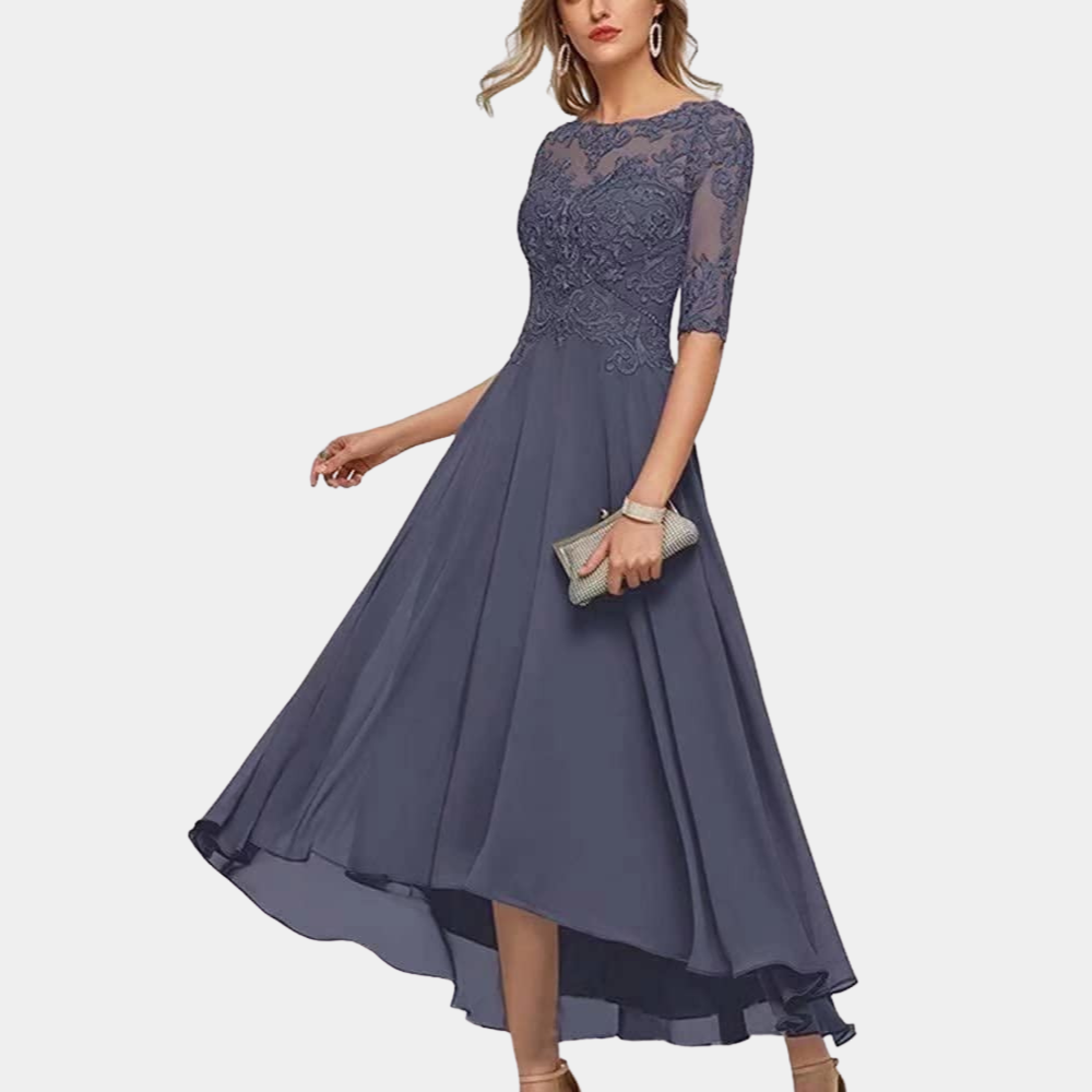 Elegant Lace Cocktail Dress High-Low Chiffon Design - Product detail 10