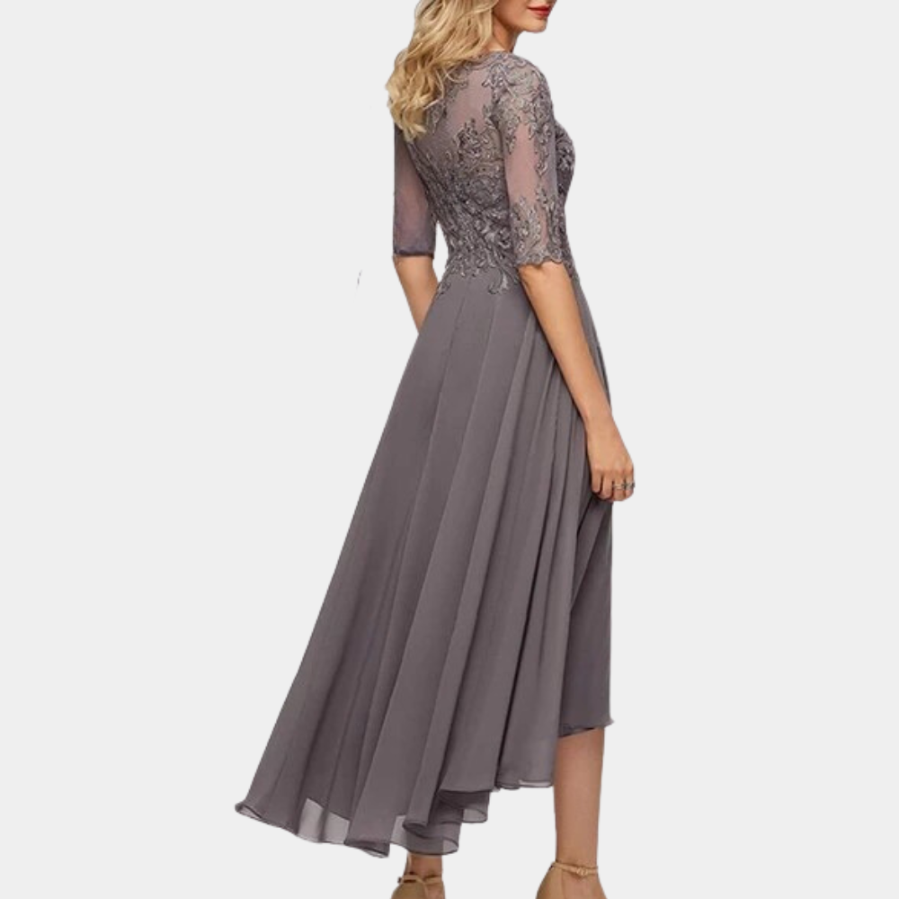 Elegant Lace Cocktail Dress High-Low Chiffon Design - Product example