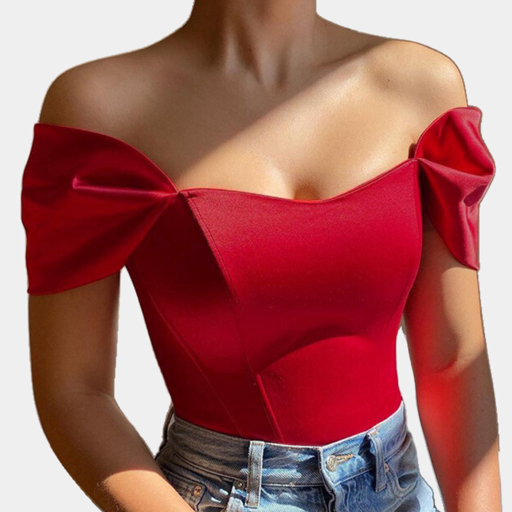 Elegant Off-Shoulder Top Structured Satin Cotton Blend - Product detail 11