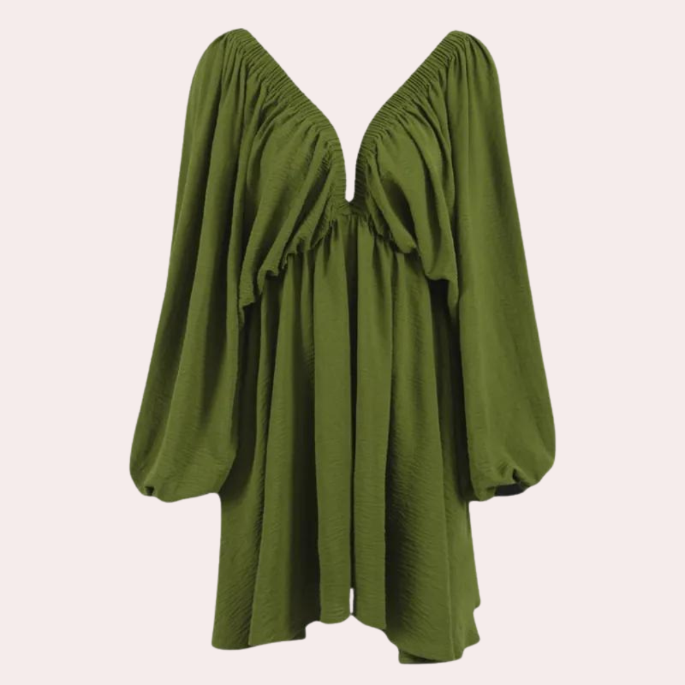 Womens Plus Size Dress Puff Sleeve V-Neck Design - Product detail 7