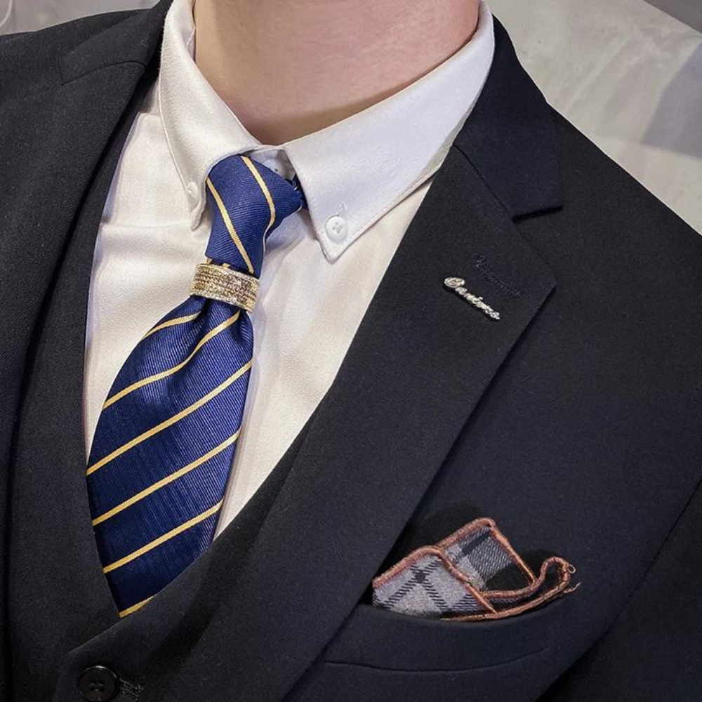 Classic Three Piece Suit Premium Black Business Attire - Product example