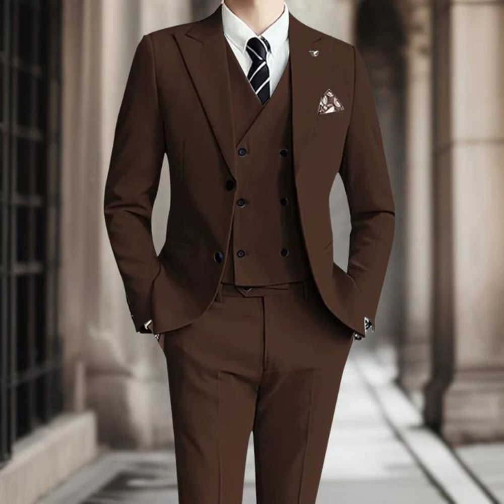 Classic Three-Piece Suit Grey Cotton Slim-Fit Design - Product detail 9