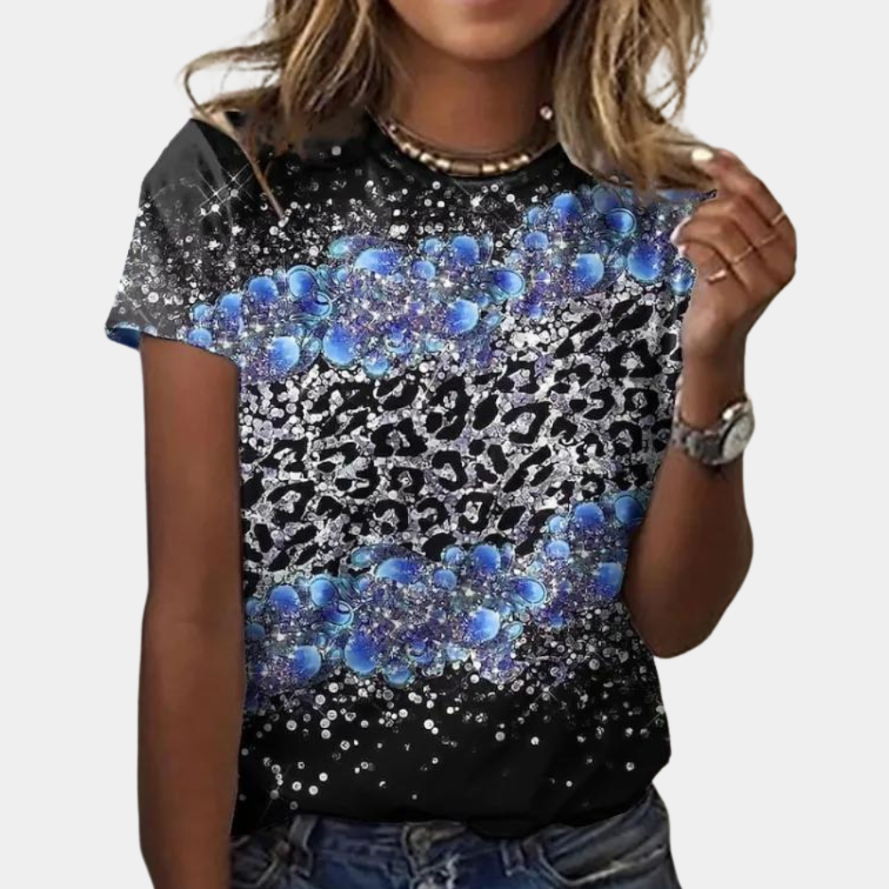 Paisley Print Cotton Blouse Blue Ombre Pattern Design - Product detail 5