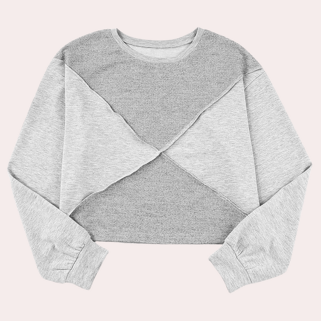 Geometric Cotton Sweatshirt  Two-Tone Patchwork Design - Product showcase