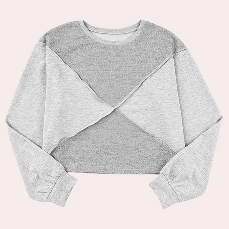 Geometric Cotton Sweatshirt  Two-Tone Patchwork Design - Product detail 5