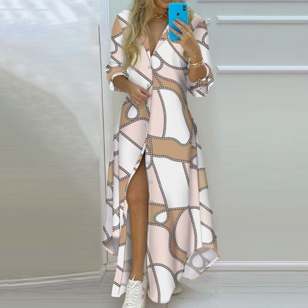 Botanical Maxi Dress Navy Fan Palm Print - Product detail 11