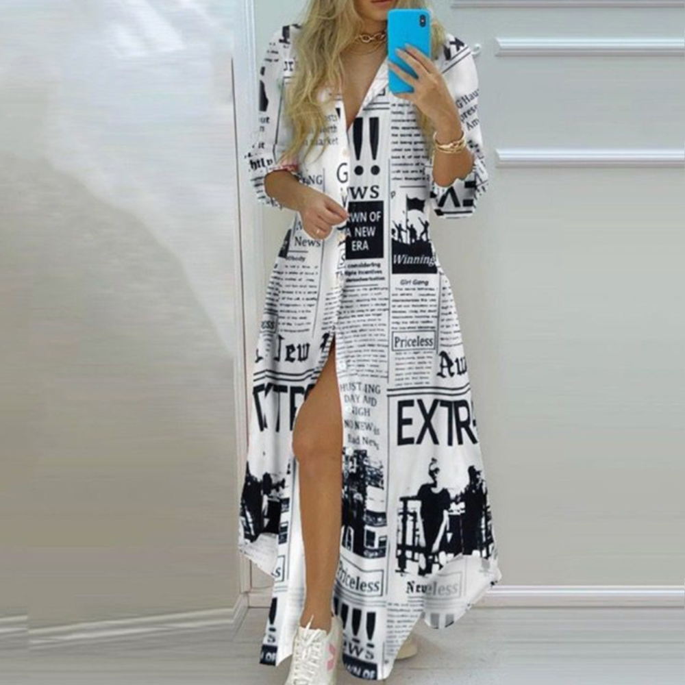 Botanical Maxi Dress Navy Fan Palm Print - Product detail 9