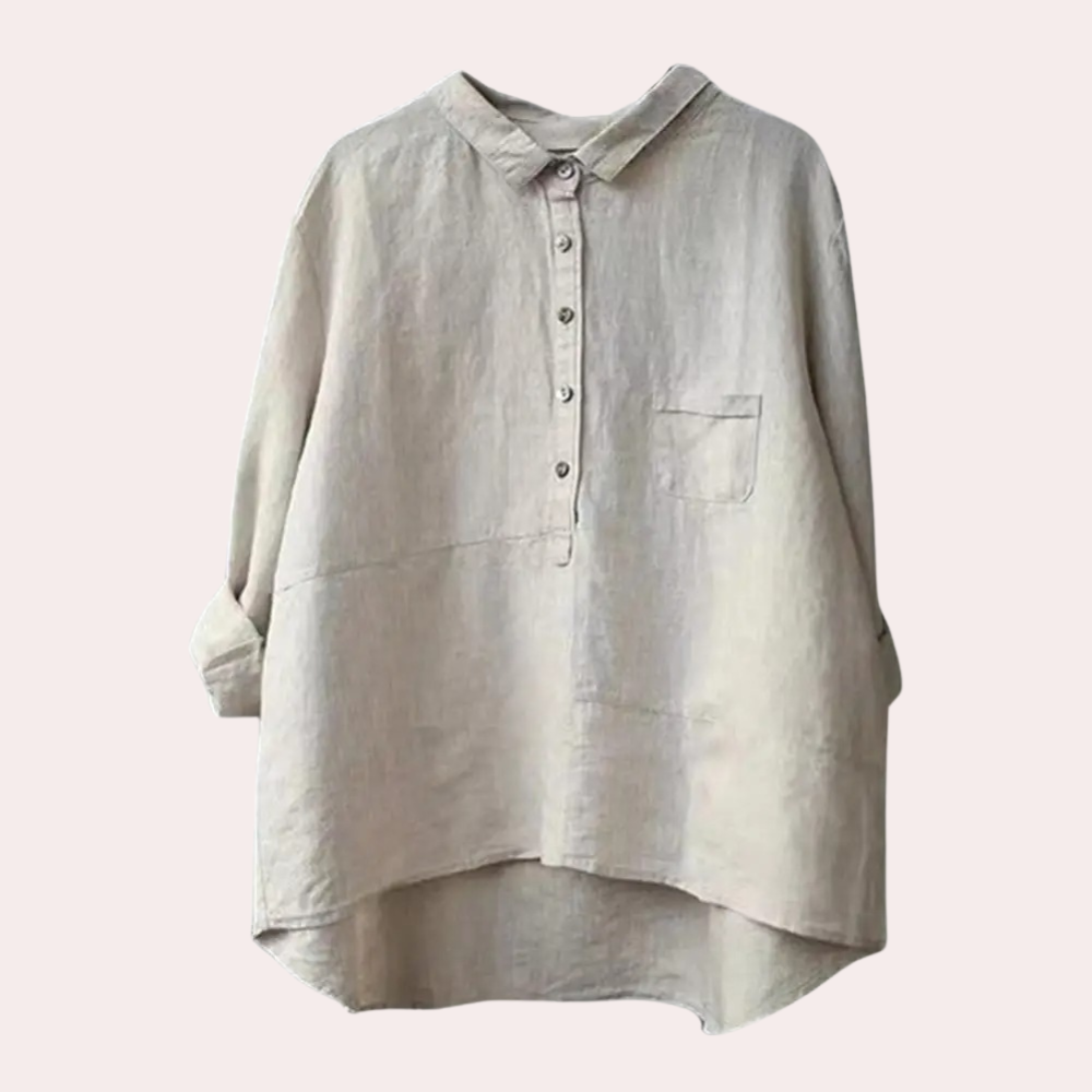 Cotton Linen Summer Shirt Relaxed Fit with Chest Pocket - Product detail 9