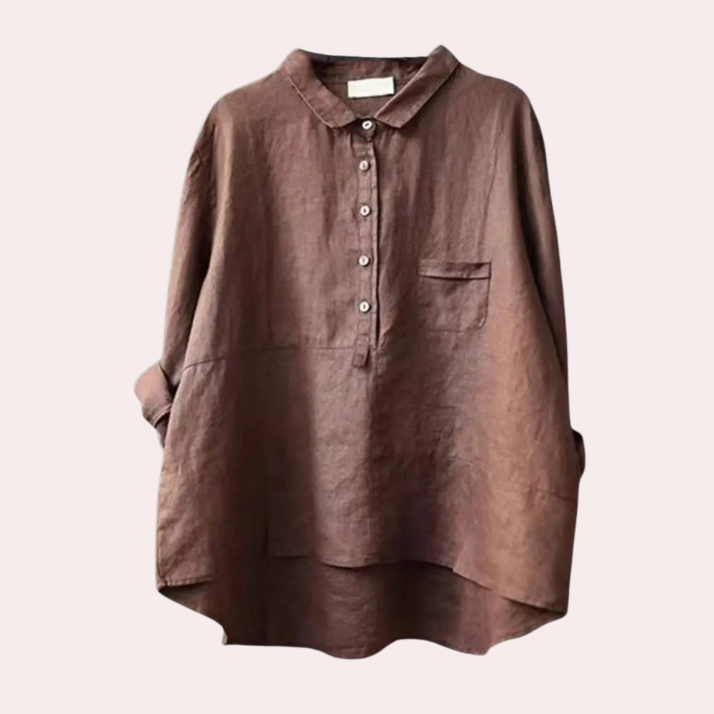 Cotton Linen Summer Shirt Relaxed Fit with Chest Pocket - Product detail 6