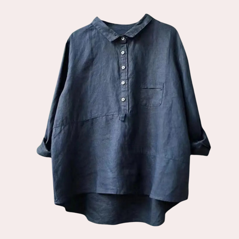 Cotton Linen Summer Shirt Relaxed Fit with Chest Pocket - Product detail 11