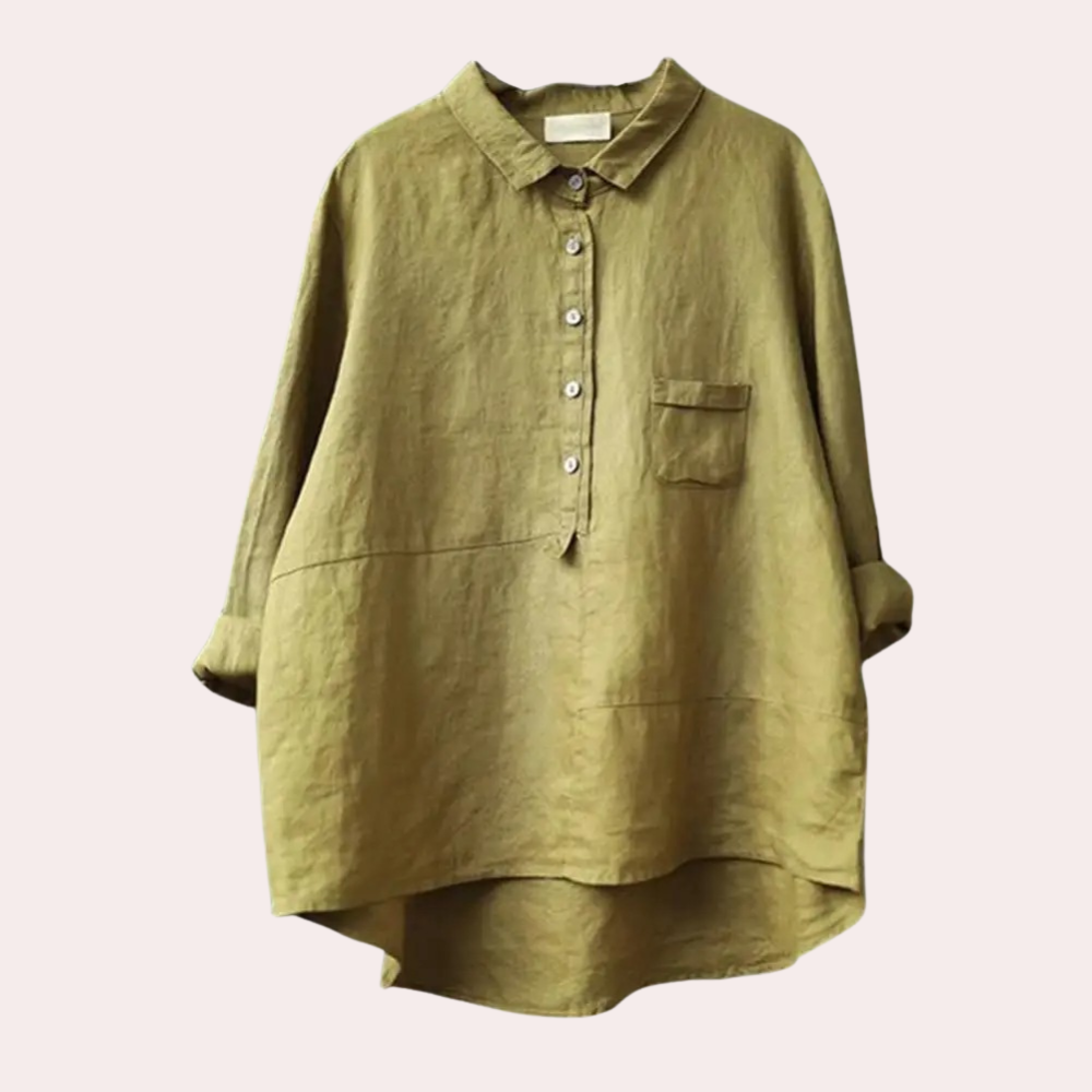 Cotton Linen Summer Shirt Relaxed Fit with Chest Pocket - Product showcase
