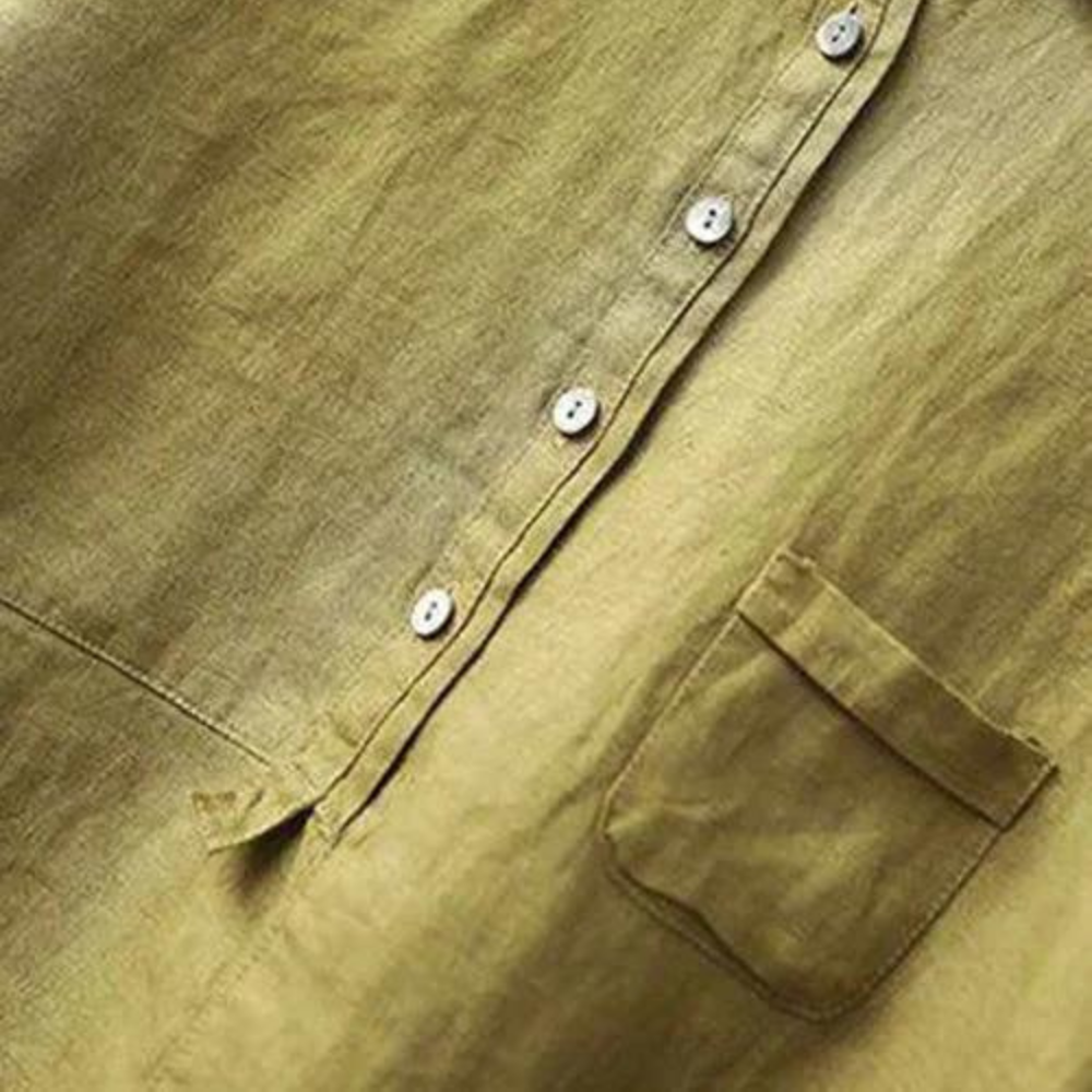 Cotton Linen Summer Shirt Relaxed Fit with Chest Pocket - Product detail 4
